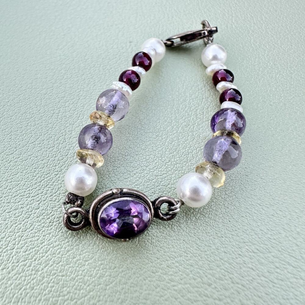 Amethyst Pearl Sterling Silver Baby Toddler Bracelet Baptism Christening Jewelry